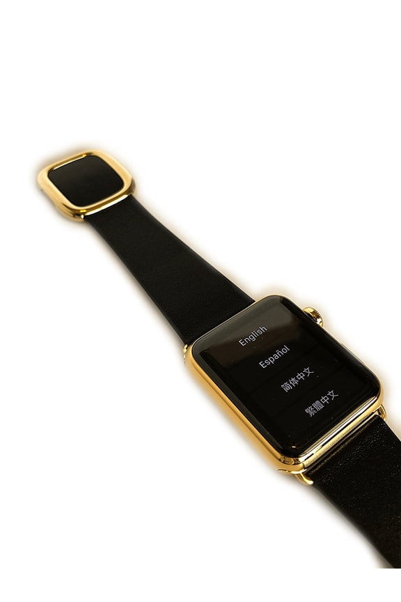 24K Gold 42MM Iwatch SERIES 2 with Black Leather Modern Buckle Band