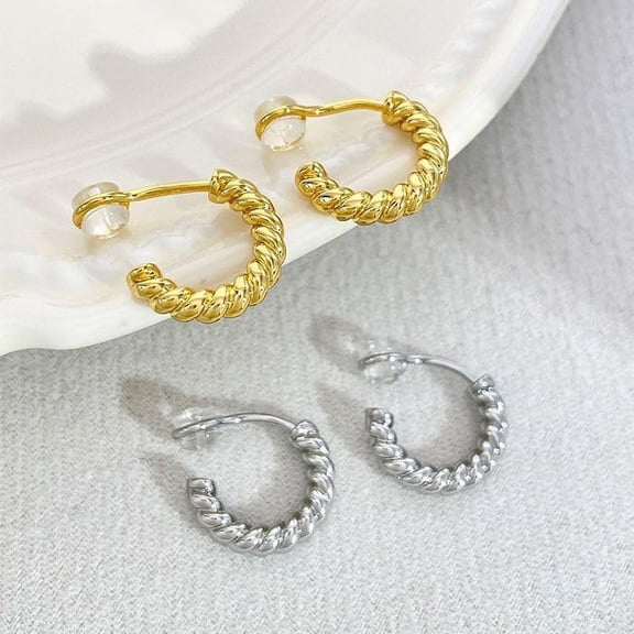 24K Gold Clip On Hoop Earrings Gold Plated Non Pierced Hoop Chunky Clip On Hoop Earrings For Women[Z1369]