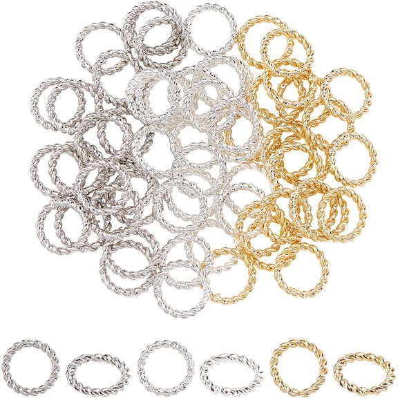 24K Gold Closed Jump Ring 60pcs 8mm Linking Ring Soldered Brass Twisted Jump Ring 18 Guage O Rings Connectors Earring Necklace Bracelet Dangles Jewelry Making Gold/Silver/Platinum Mixed Color