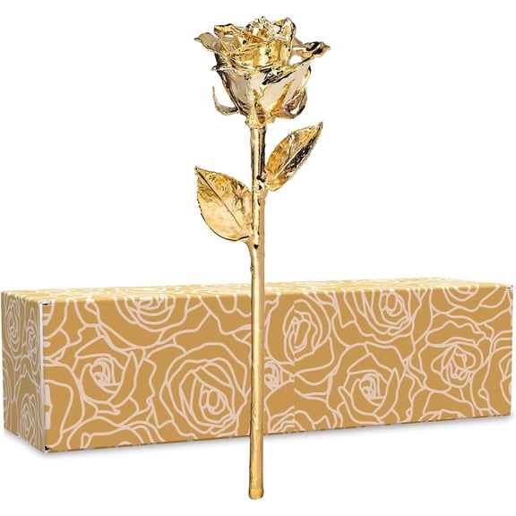 Fantasy Rose 24K Gold Dipped Rose, Unique & Everlasting Real Hand Dipped in 24K Gold Rose, 11 to 12
