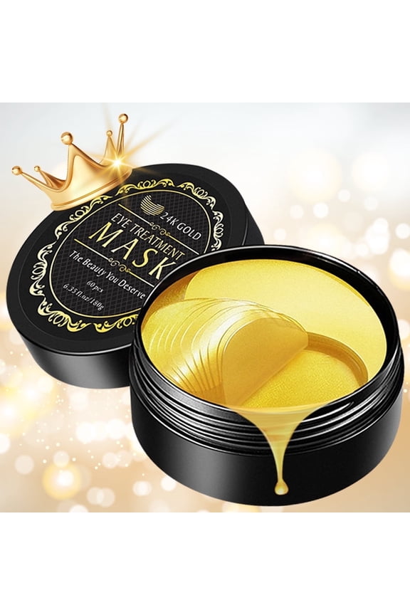 24K Gold Eye Mask Collagen  Patches for Hydrating and Firming, Reduce Fine Line, Eye Bags, Wrinkles and Dark Circles-60Pcs