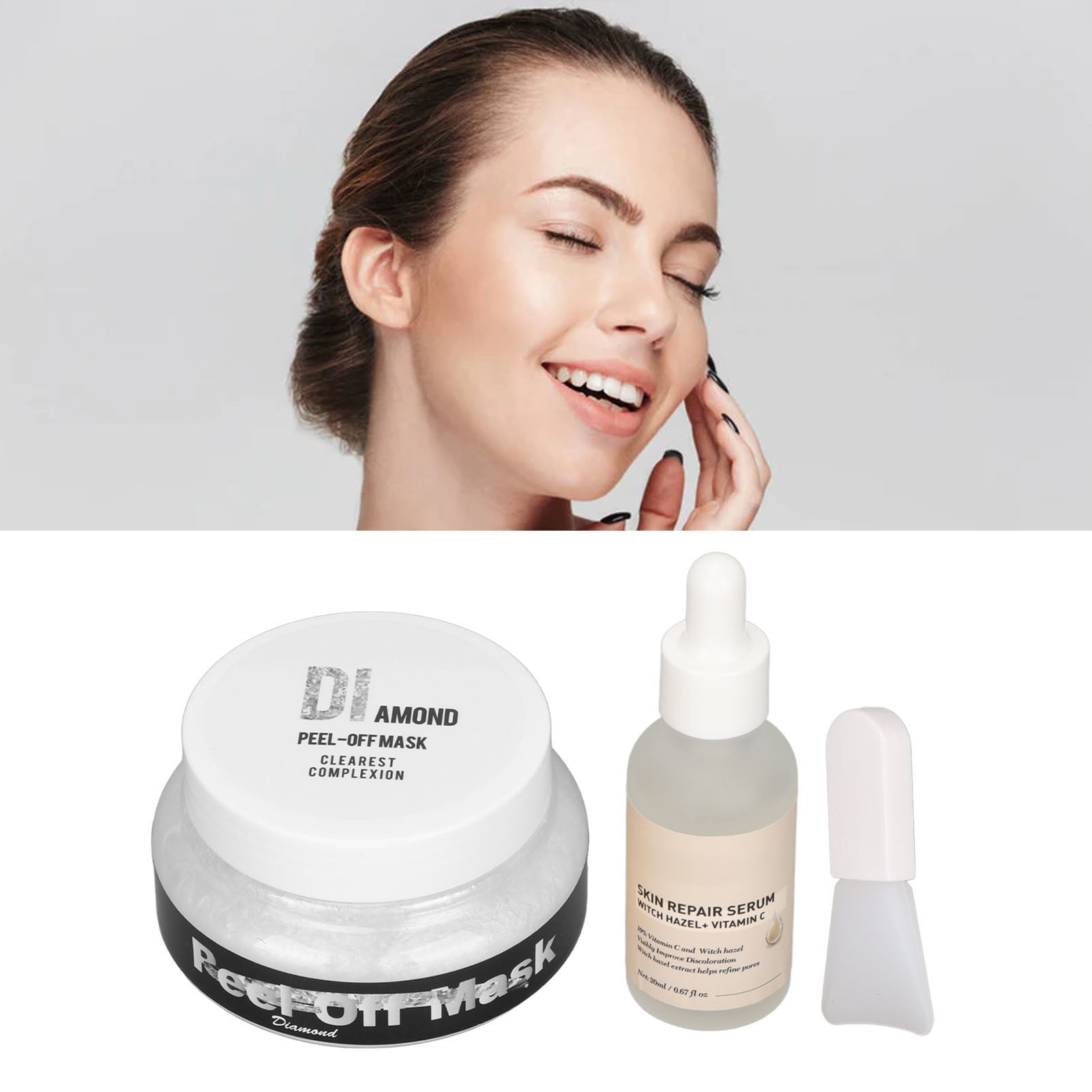 24K Gold Facial , Blackhead Peel Off Mild Facial Exfoliating Clay Set With Silicone Brush 20ML