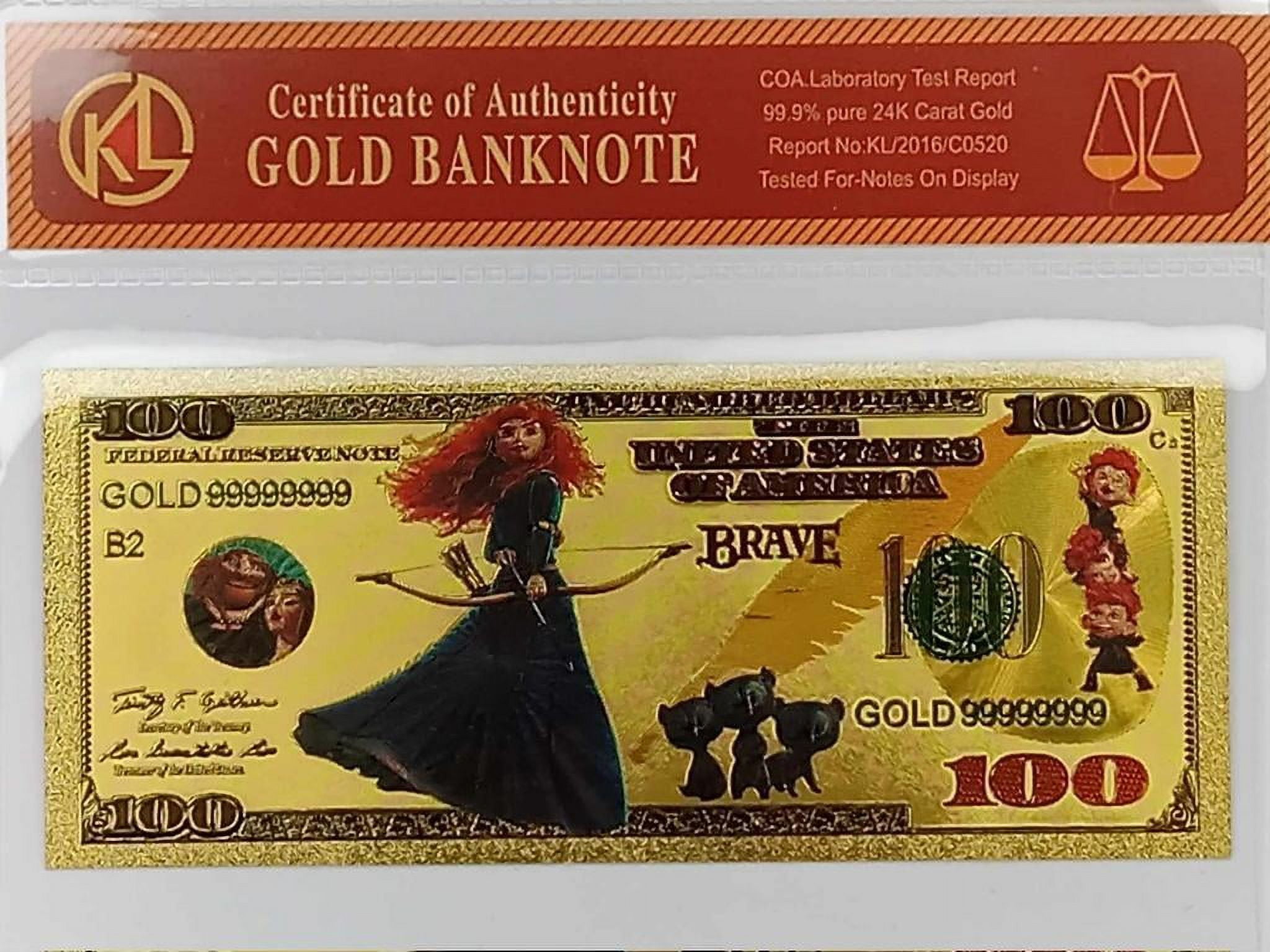 24K Gold Foil Dollar Collectible Merida from Brave