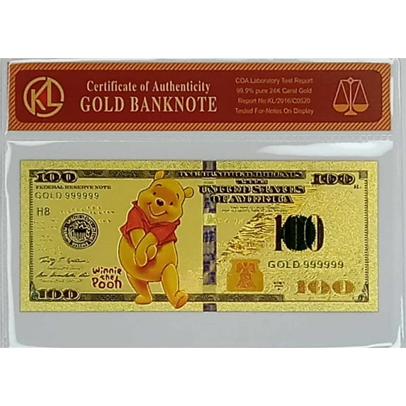24K Gold Foil Dollar Collectible Pooh