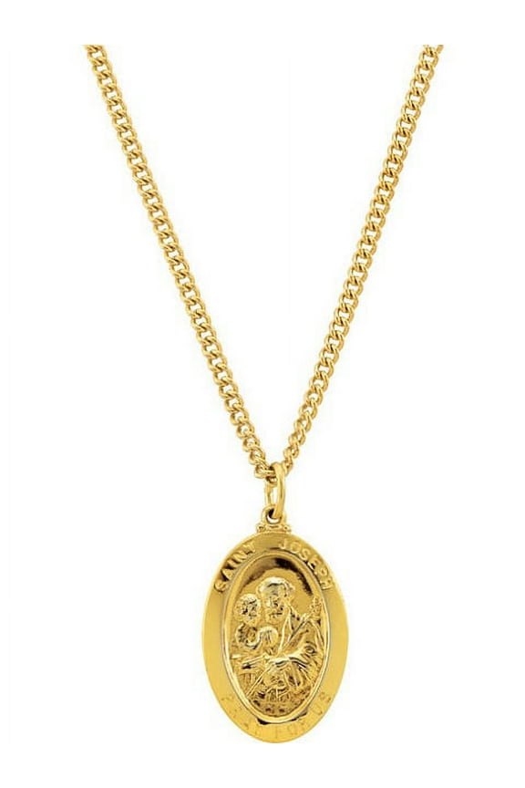 24K Gold Plated 26.35x16.05mm St. Joseph Medal 24" Necklace