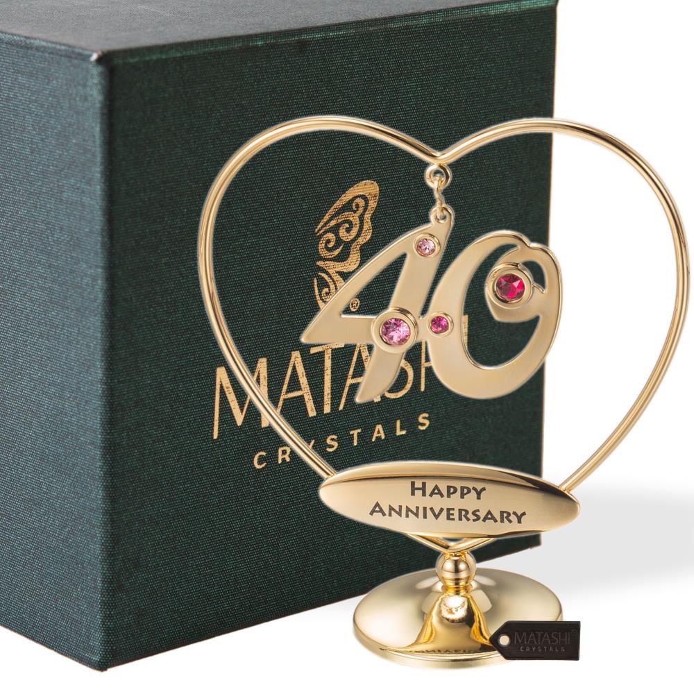 24K Gold Plated 40th "Happy Anniversary" Tabletop Ornament