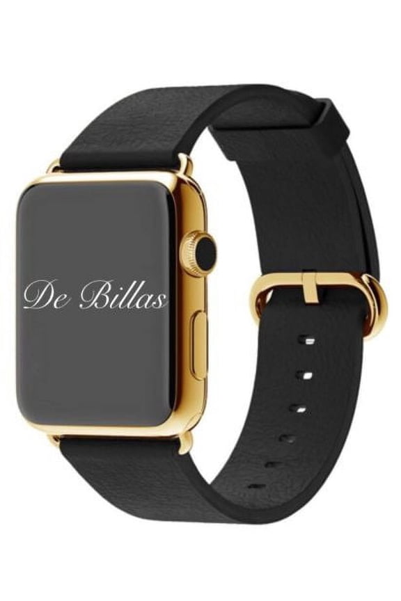 24K Gold Plated 42MM Iwatch Series 2 with Black Classic Leather Band