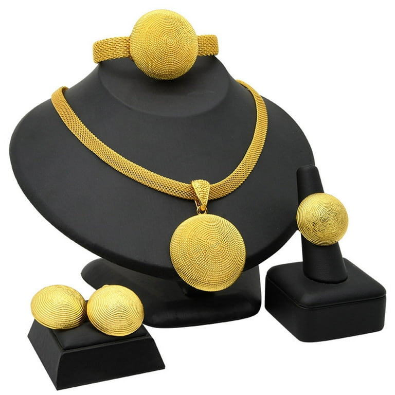 Gold necklace earrings 2024 and bracelet set