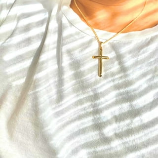 Cross Pendant with Yellow Gold Bond Diamond-cut 1.5mm Width French Rope Chain Necklace 20 inches Cross Pendant with Yellow Gold Bond Diamond-cut 1.5mm Width French Rope Chain Necklace 20 inches