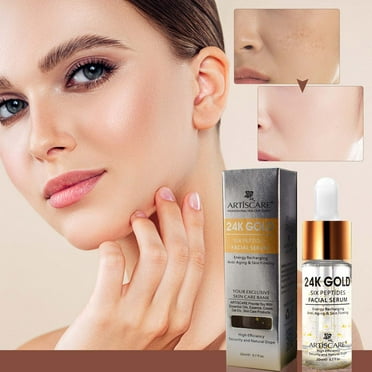 24K Gold Serum for Face,Skin Brightening Anti Aging Moisturizer with Peptides,Vitamin C, Hyaluronic Acid & Argan Oil for Dark Spots & Fine Lines,Glow Collagen Booster Serum