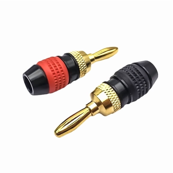 24K Gold Six Blade 4mm Banana Plug for Audio Equipment with Easy Solder Free Installation