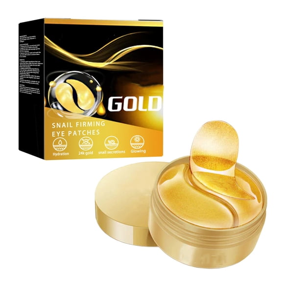 24K Gold & Snail Secretion Eye Patches, Hydrating Gel Eye Masks for Delicate Eye Area, Portable Jar with Multiple Patches for Daily & Weekly Skincare Use
