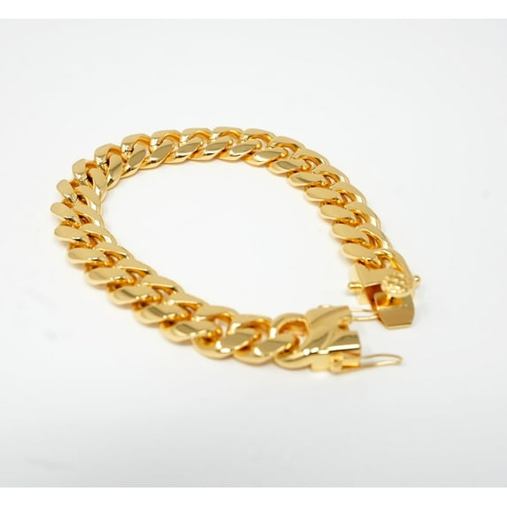 24K Gold bracelet 12MM Cuban Link Gold filled Bracelet for Men Women Wife Husband Gift for him Diamond Cut