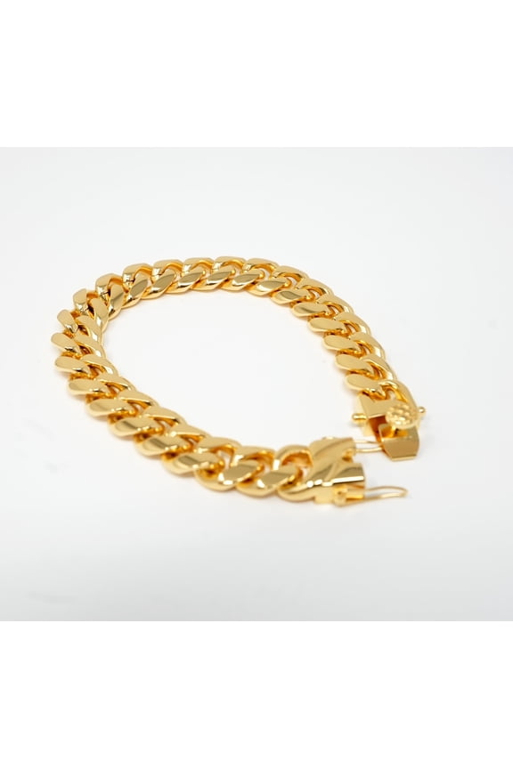24K Gold bracelet 12MM Cuban Link Gold filled Bracelet for Men Women Wife Husband Gift for him Diamond Cut