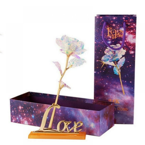 24K Gold foil Galaxy Rose Artificial Rose Flower Gifts for Valentine's Day, Mother's Day, Birthday, Anniversary, Wedding Gifts
