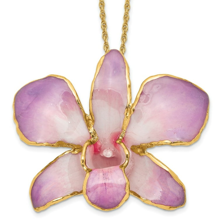 Lacquer Dipped 24k Gold Trimmed Lavender Dendrobium Orchid 20 Lacquer Dipped 24k Gold Trimmed Lavender Dendrobium Orchid 20