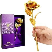 24K Golden Rose, Artificial Rose Flower Gifts for Her with Luxury Gift Box Great Gift Idea for Valentine's Day, Mother's Day, Birthday, Anniversary (Gold)