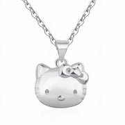 ZRB 24K Hello Kitty Gold Necklace Cute Sanrioed Kt Cat Pendant Water Ripple Necklace Necklace for Girls Birthday Gift Gift
