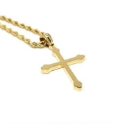 BINTU 24K Rope Chain Gold Cross Pendant Necklace for Men Women Wife Husband Fashion Jewelry Religious gift