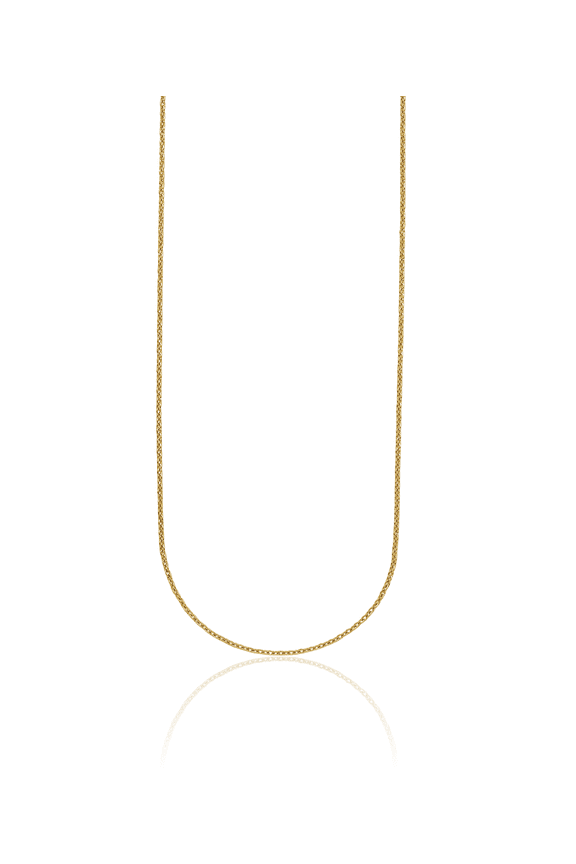 24K Solid Yellow Gold 1.3mm Cable Rolo Link Chain Belcher Necklace