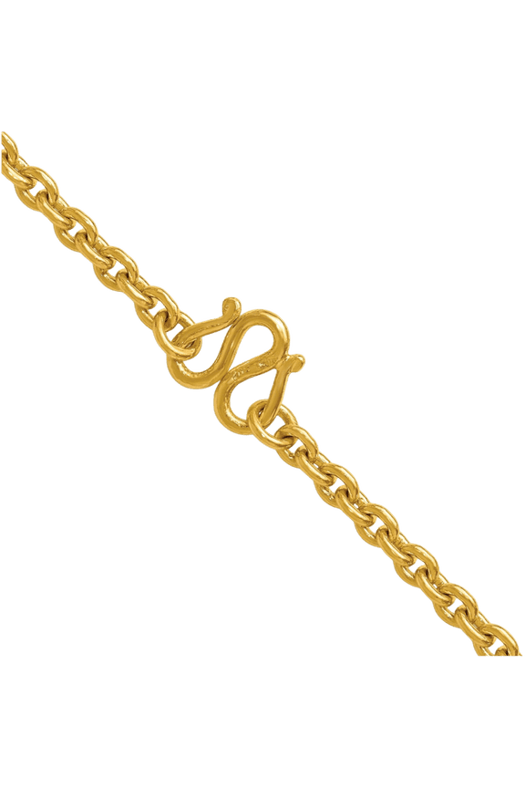 24K Solid Yellow Gold 5.4mm Cable Rolo Link Chain Bracelet