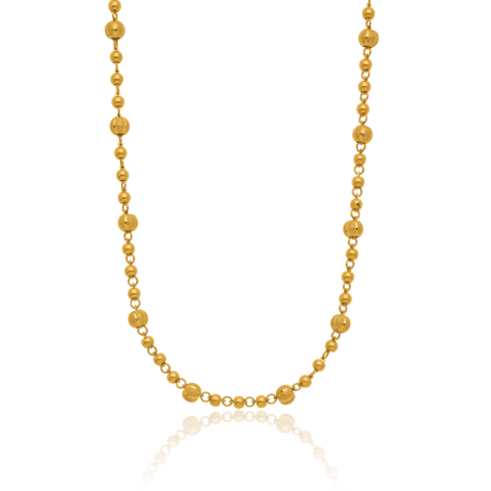 24K Solid Yellow Gold Beaded Necklace Chain