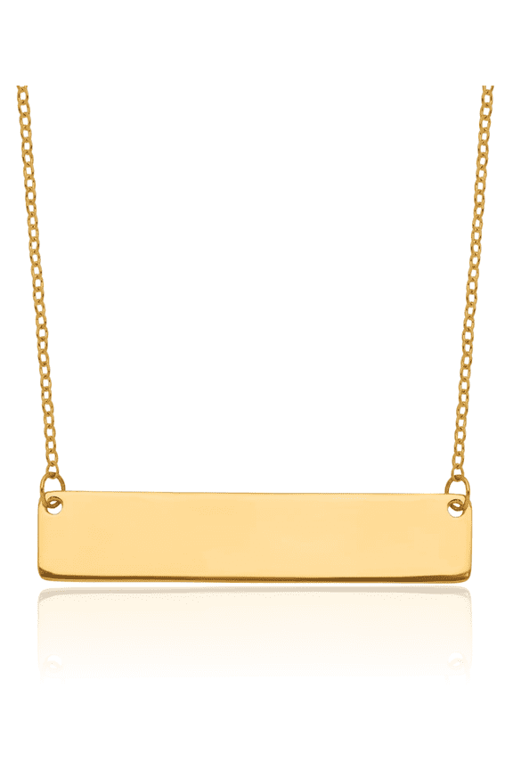 24K Solid Yellow Gold Classic Bar Necklace Chain