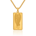 thumbnail image 1 of 24K Solid Yellow Gold Guardian Angel Wings 6g Bar Necklace Chain Pendant Charm, 1 of 15