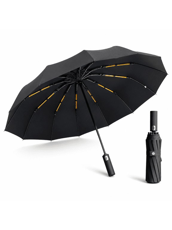 24K Sturdy Frame Windproof Umbrella Compact Automatic Travel Umbrella for Women & Men