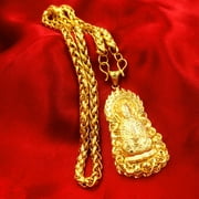 24K Thai Gold Men's Long-Lasting Colorless Jewelry Necklace Guanyin Dragon