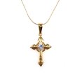 thumbnail image 1 of 24K Yellow Gold 3 ct Created Diamond Cross Stud Necklace Plated 18 inch, 1 of 1