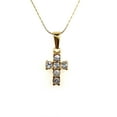 thumbnail image 1 of 24K Yellow Gold 4 ct Created Diamond Cross Stud Necklace Plated 18 inch, 1 of 2