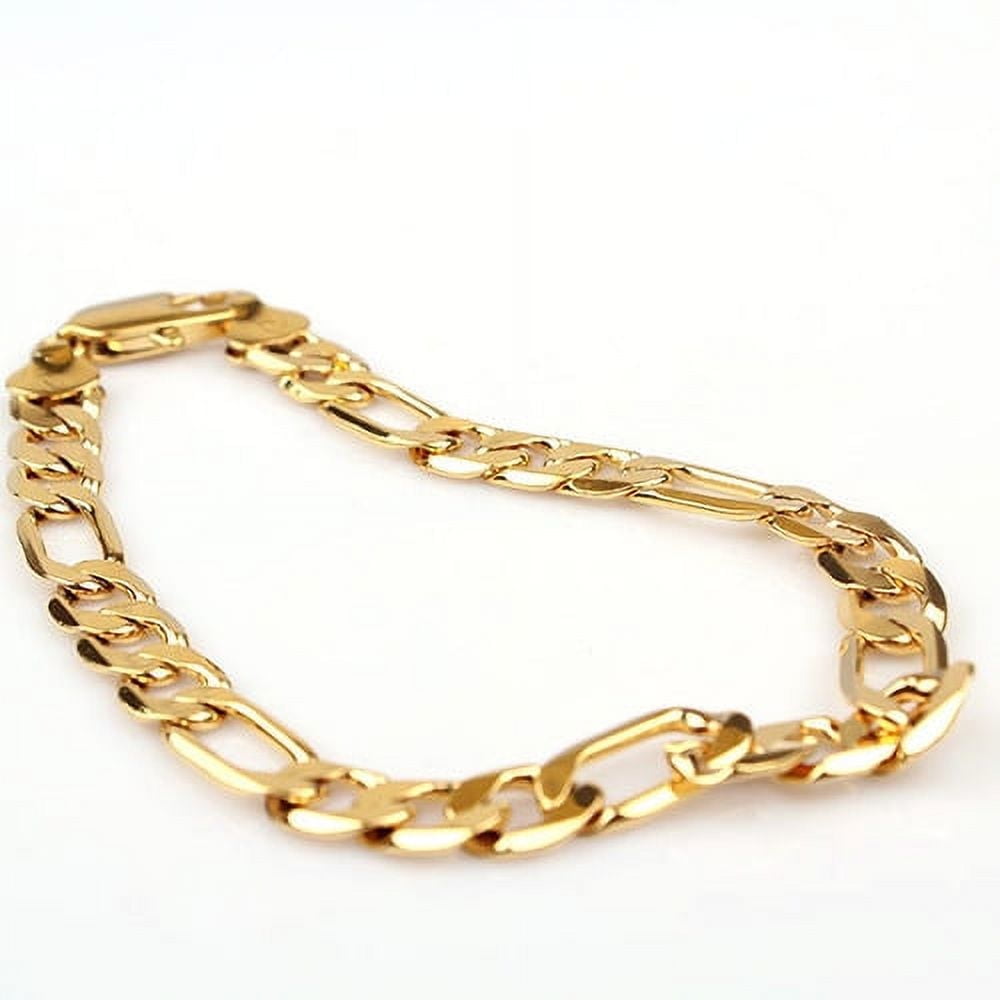 RMZ GOLD NYC 24K Yellow Gold Filled 8mm Figaro Chain Bracelet 8"