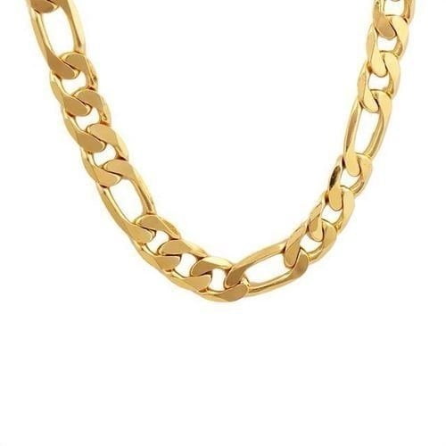 24K Yellow Gold Filled Mens necklace Figaro Link Chain