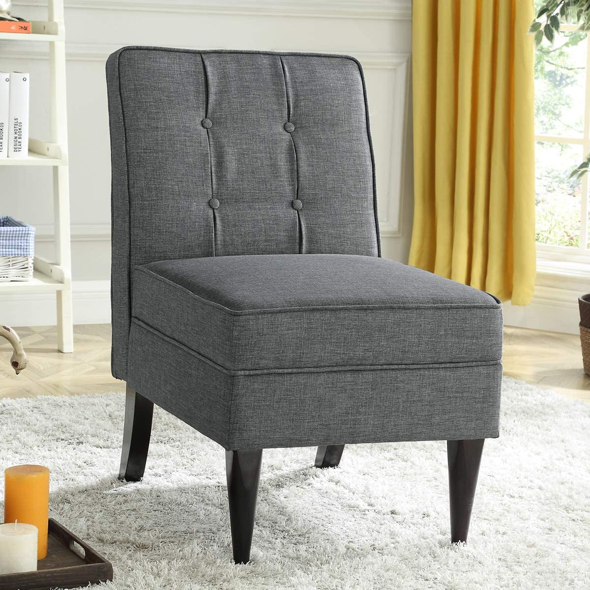 COOLMORE Upholstered Tufted Accent Chair in Gray