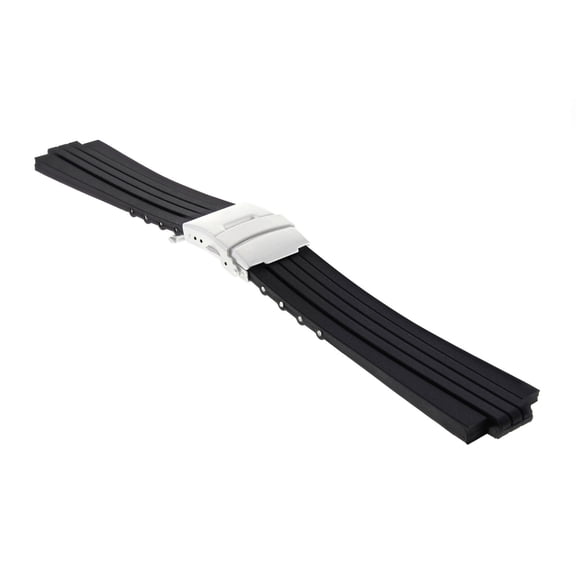 24MM 10MM SILICONE RUBBER DIVER STRAP BAND FOR ORIS TT1 F1 WILLIAMS BLACK CHRONO