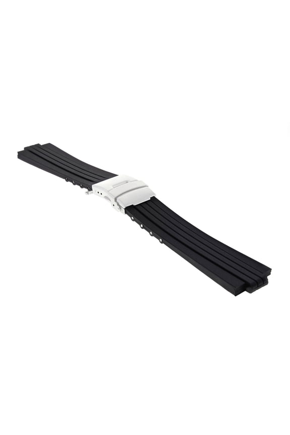 24MM 10MM SILICONE RUBBER DIVER STRAP BAND FOR ORIS TT1 F1 WILLIAMS BLACK CHRONO