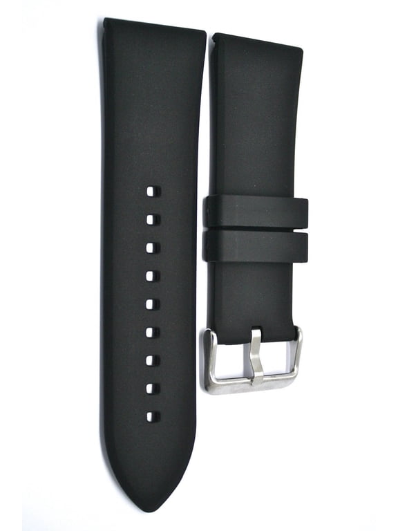 24MM BLACK RUBBER HIGH QUALITY SMOOTH WATCH BAND STRAP