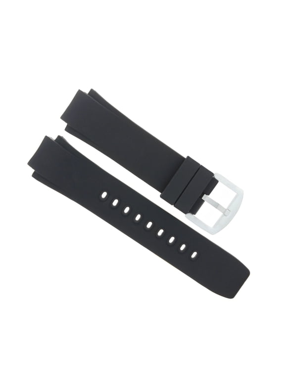 25mm Black Silicone Rubber Watch Band For IWC Calypso Watch, Silver Buckle
