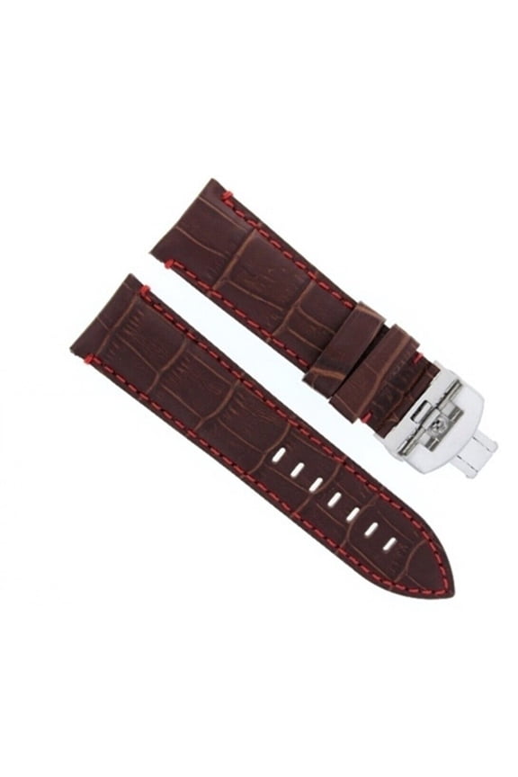 24MM COW LEATHER WATCH BAND STRAP FOR BREITLING + DEPLOYMENT CLASP BROWN RED ST