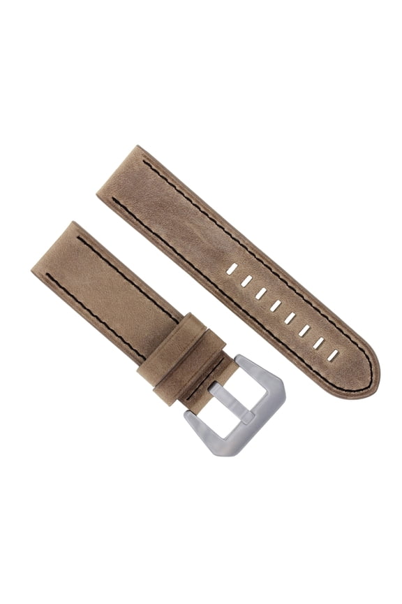 24MM COW LEATHER WATCH BAND STRAP FOR BREITLING NAVITIMER SAND COLT BLACK STITCH