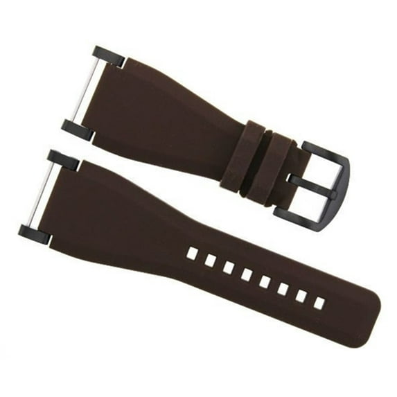 24MM FOR SUUNTO CORE SILCONE RUBBER WATCH BAND STRAP + BLACK ADAPTER BROWN