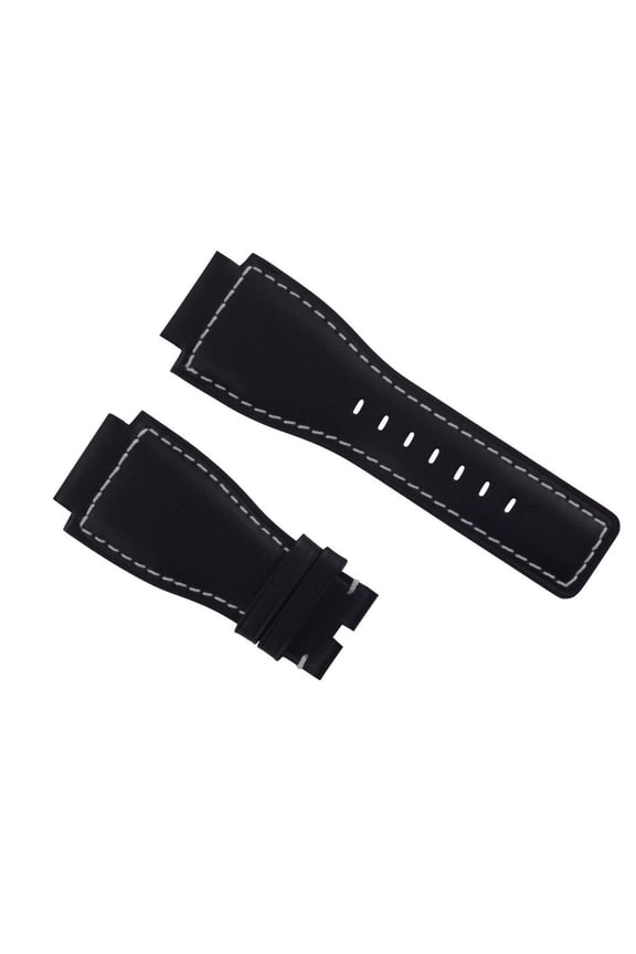 24MM GENUINE LEATHER STRAP SMOOTH BAND FOR BELL & ROSS BR-01-03 WATCH BLACK WS
