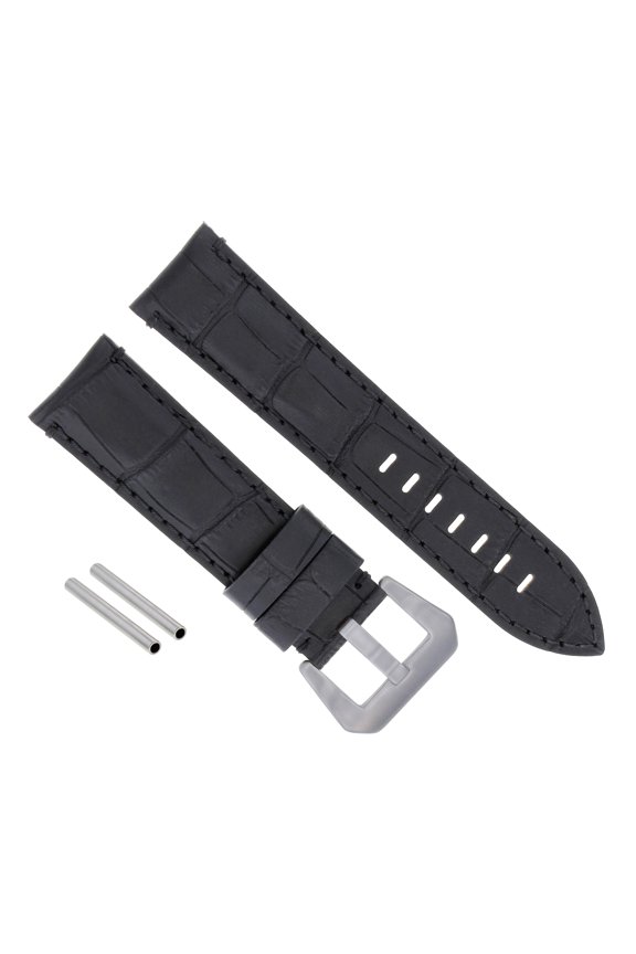 24MM GENUINE LEATHER WATCH BAND STRAP FOR LUM TEC M51 M47 M44 M43, M33 BLACK