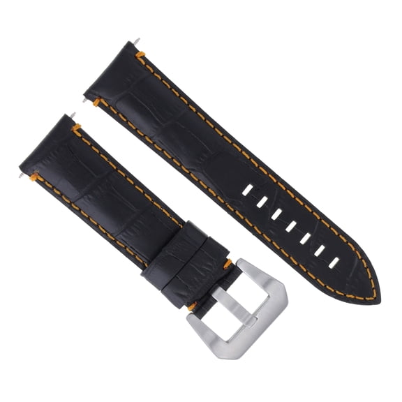 24MM LEATHER BAND STRAP FOR LUM TEC BLACK ORANGE STITCH M51 M47 M44 M43 M33