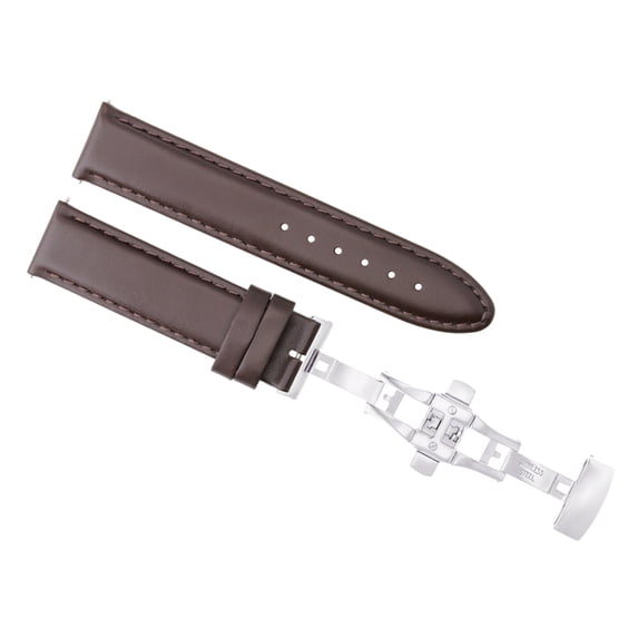 24MM LEATHER WATCH BAND DEPLOYMENT FOR OMEGA SEAMASTER RAILMASTER WATCH D/BROWN