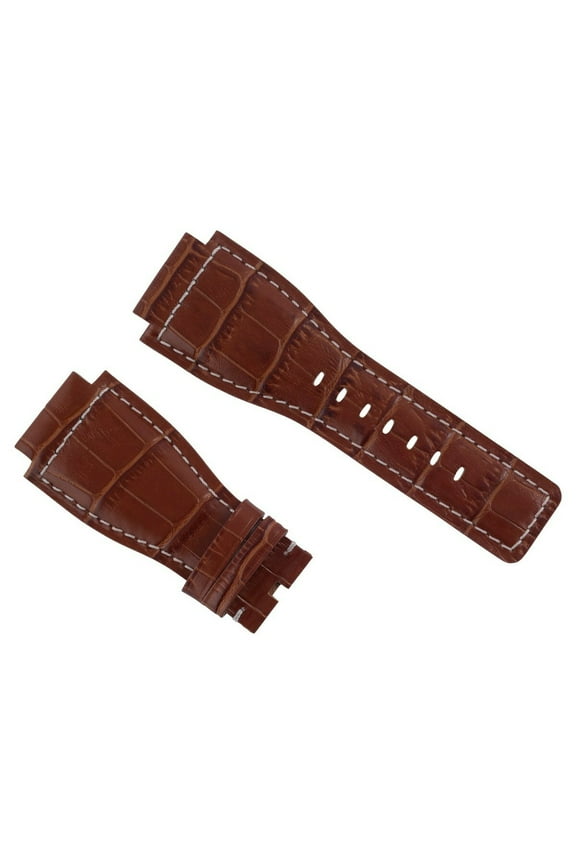 24MM LEATHER WATCH BAND STRAP FOR BELL & ROSS BR-01-03 WATCH TAN LIGHT BROWN WS