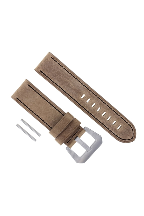 24MM LEATHER WATCH BAND STRAP FOR BREITLING CHRONOMAT SUPEROCEAN SAND BLACK STIT