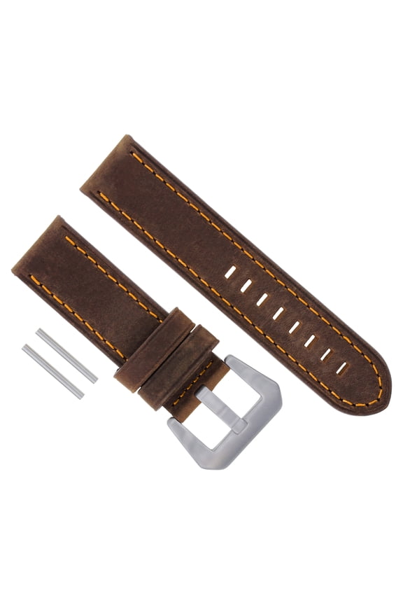 24MM LEATHER WATCH BAND STRAP FOR BREITLING COLT SUPER OCEAN BROWN ORANGE STITCH