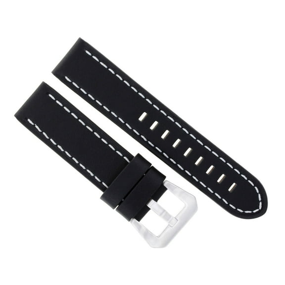 24MM LEATHER WATCH BAND STRAP FOR BREITLING NAVITIMER BENTLEY BLACK WS LONG